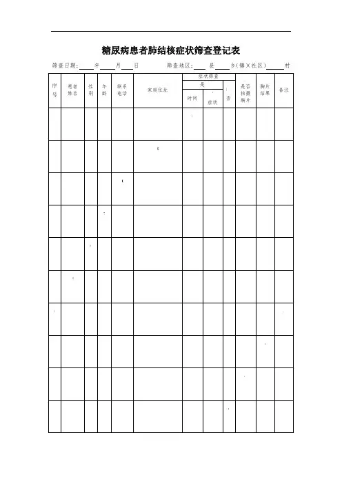3-糖尿病患者肺结核症状筛查登记表