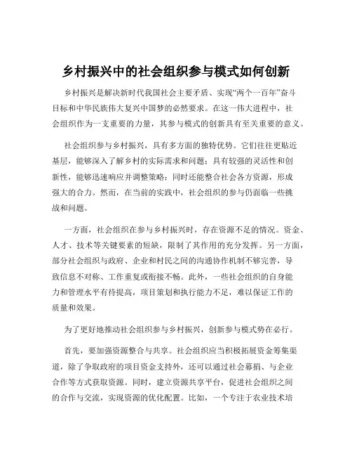 乡村振兴中的社会组织参与模式如何创新