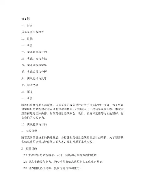信息系统_实践报告模板(2篇)