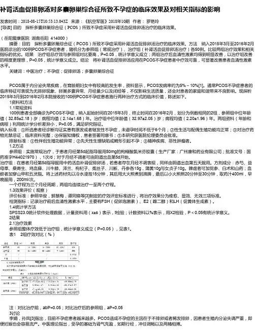 补肾活血促排卵汤对多囊卵巢综合征所致不孕症的临床效果及对相关