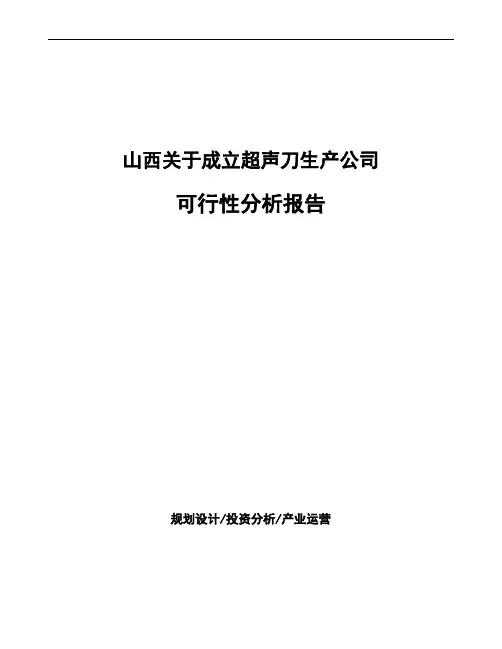 山西关于成立超声刀生产公司可行性分析报告