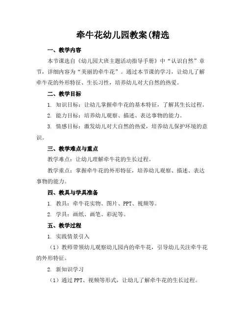 牵牛花幼儿园教案(精选