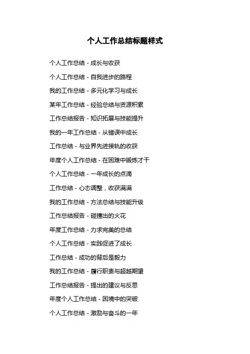 个人工作总结标题样式