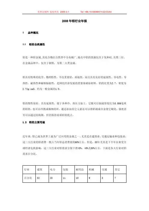 2008年铝行业报告