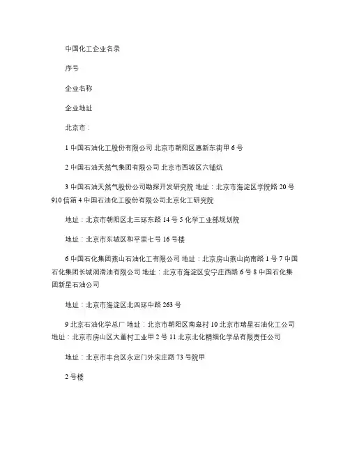 全国化工企业名录.