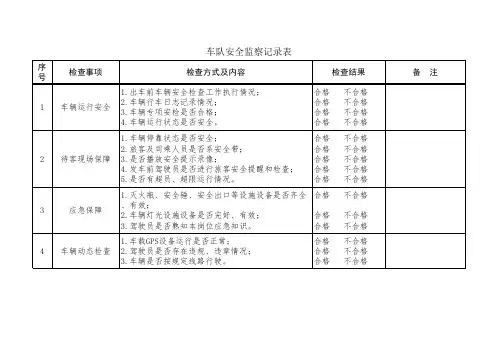 车队安全监察记录表