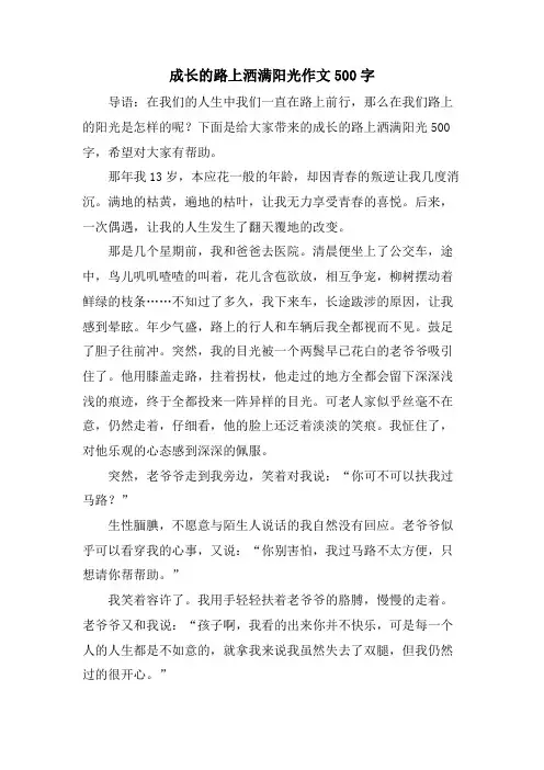 成长的路上洒满阳光作文500字