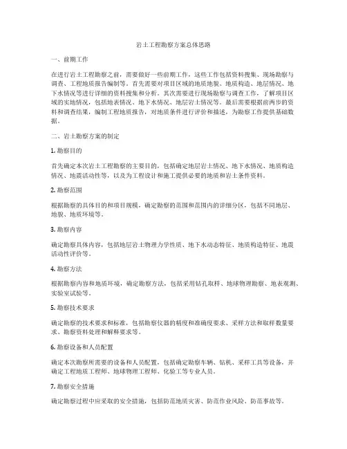 岩土工程勘察方案总体思路