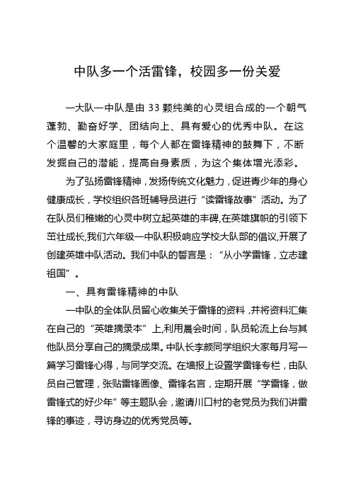 雷锋中队事迹材料2
