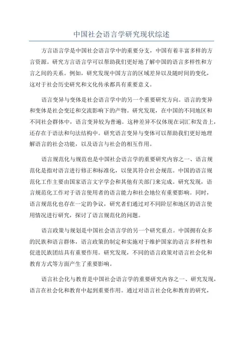 中国社会语言学研究现状综述