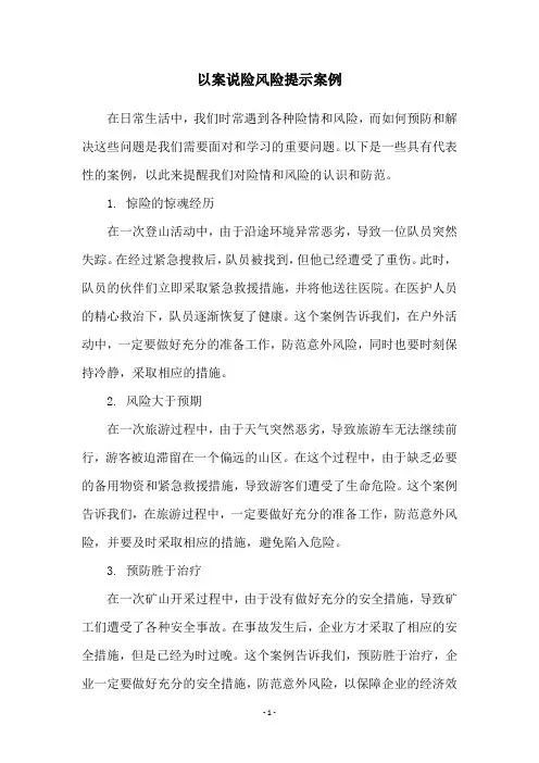 以案说险风险提示案例