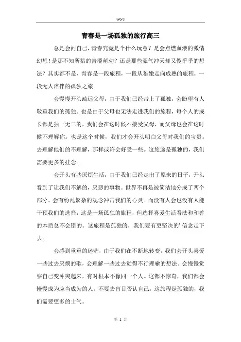 青春是一场孤独的旅行高三