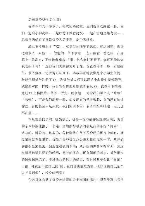 中小学老顽童爷爷作文(4篇)