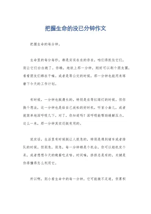 把握生命的没已分钟作文