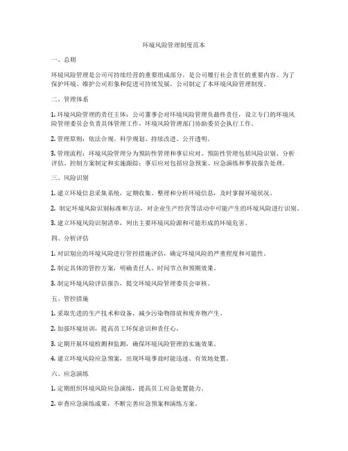 环境风险管理制度范本