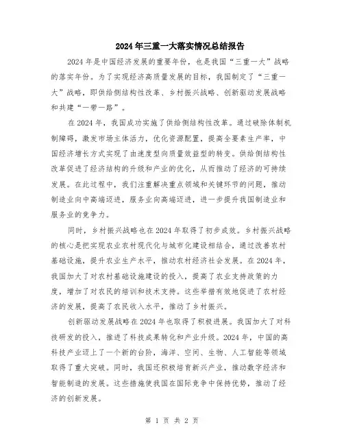 2024年三重一大落实情况总结报告