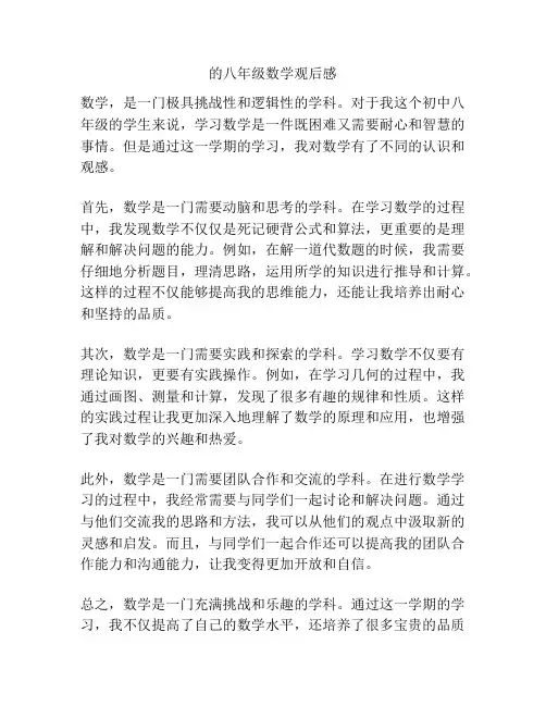 的八年级数学观后感
