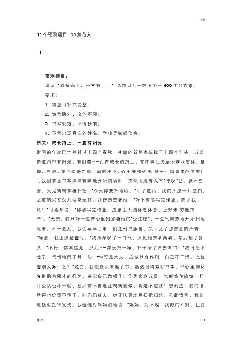 2024年中考作文押题范文