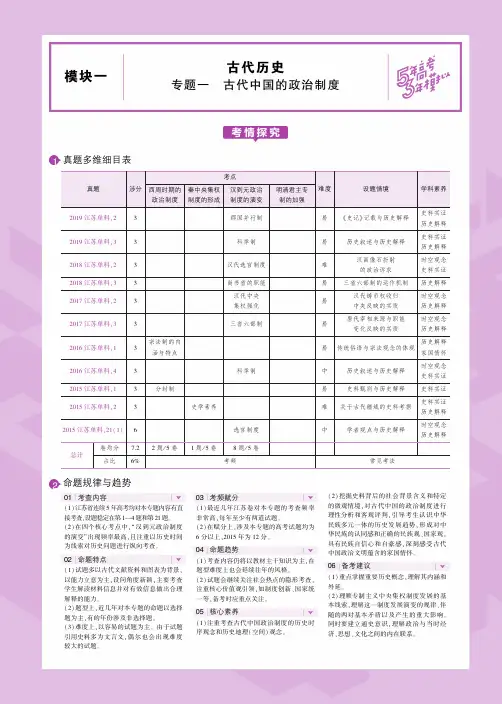 2020版高考历史一轮复习专题一古代中国的政治制度教师用书(PDF,含解析)
