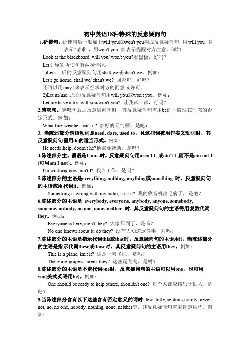 18种特殊反义疑问句