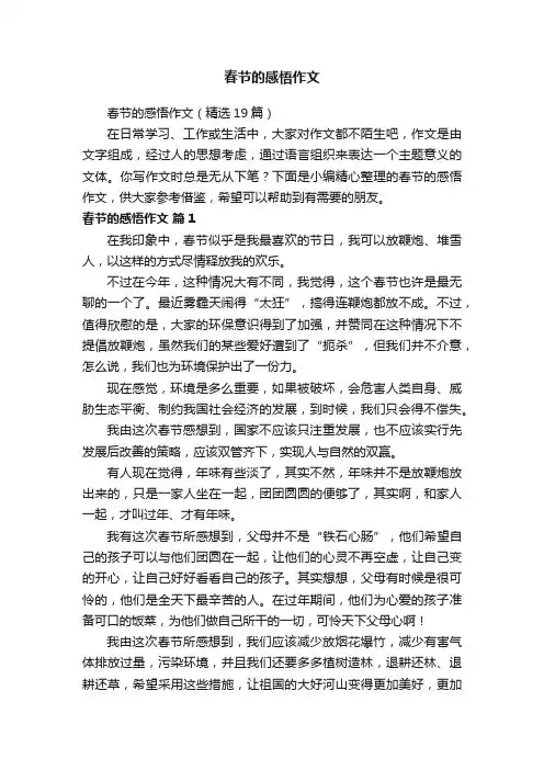 春节的感悟作文