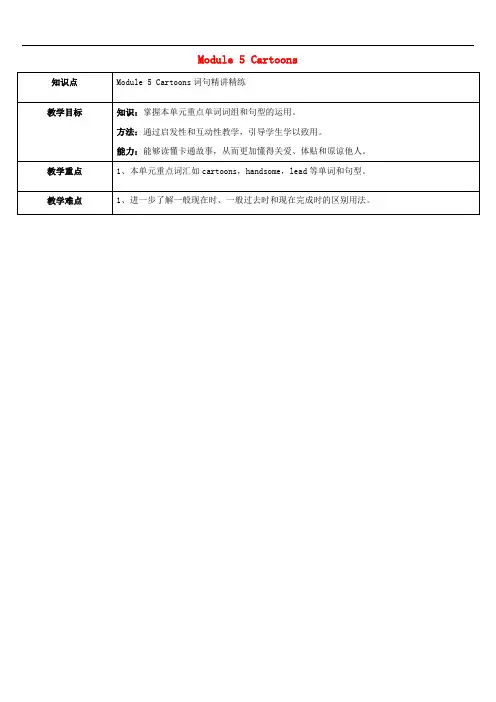 八年级英语下册 Module 5 Cartoons教案 (新版)外研版