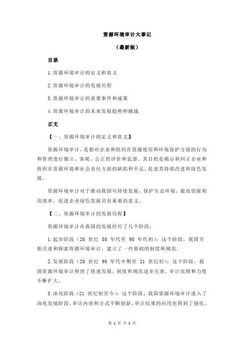 资源环境审计大事记
