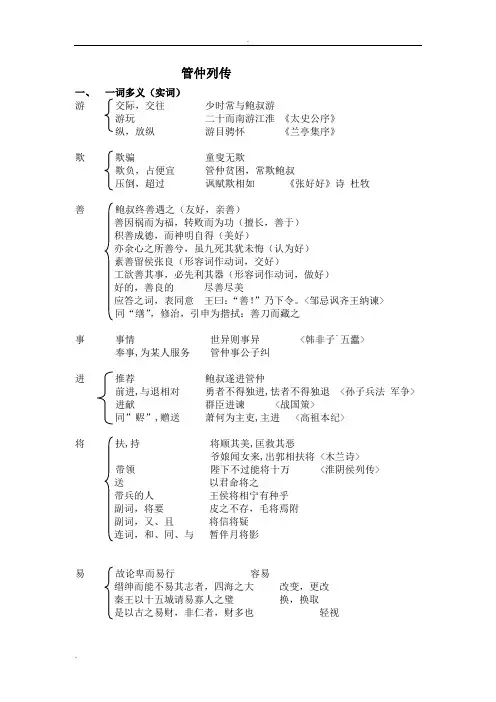 管仲列传文言整理