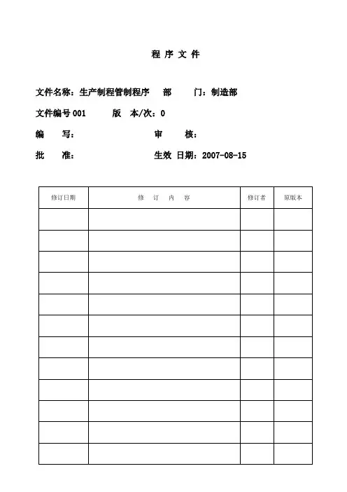 生产制程管制程序(制造)