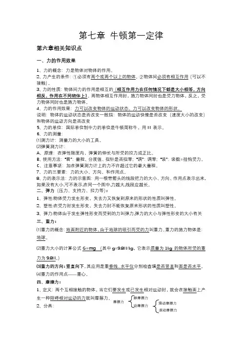 沪科版物理八年级下册 第七章 力与运动知识点