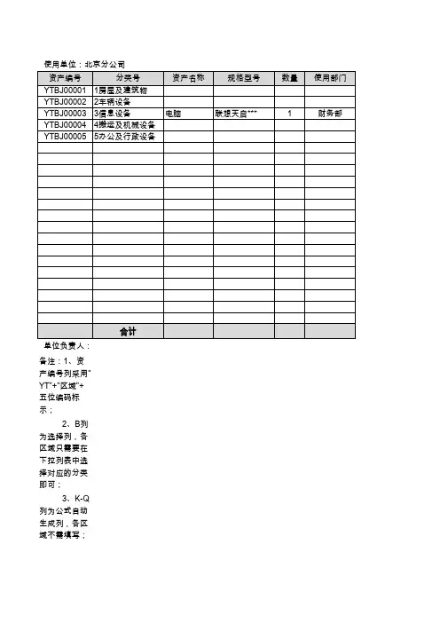 固定资产明细账-表样
