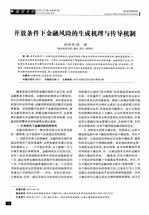 开放条件下金融风险的生成机理与传导机制