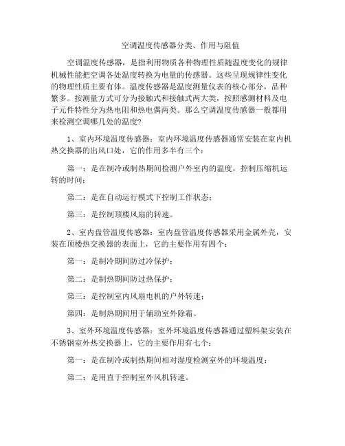 空调温度传感器分类、作用与阻值