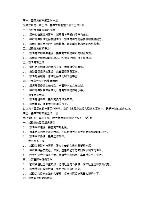 基层支部年度工作计划【五篇】