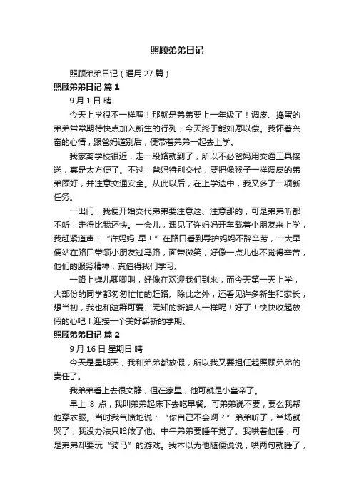 照顾弟弟日记（通用27篇）