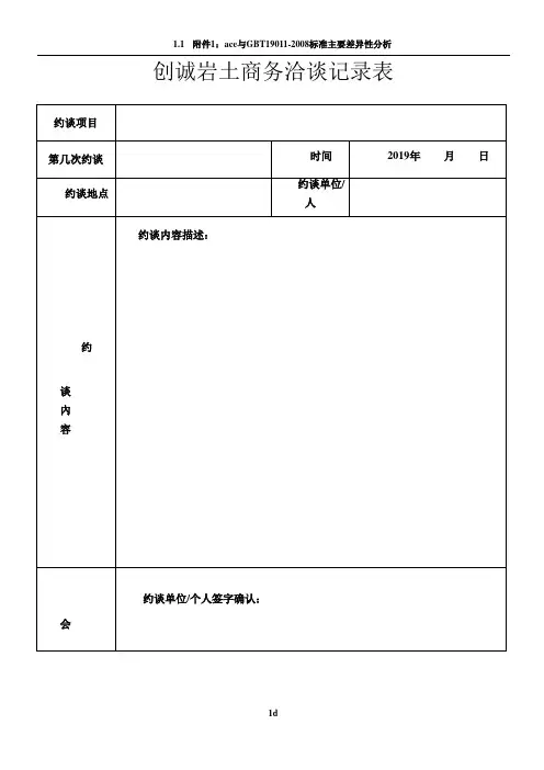商务洽谈记录表