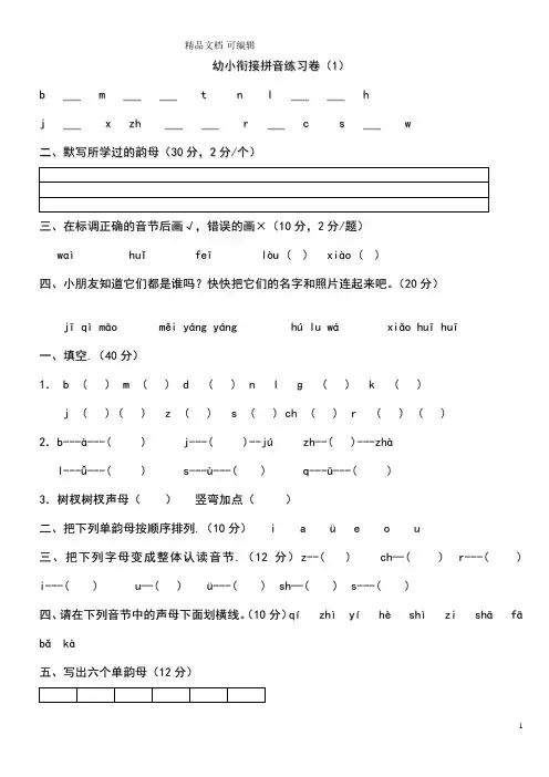 幼小衔接拼音练习卷1