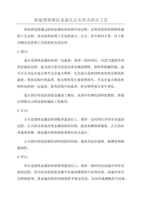 热处理原理以及退火正火淬火回火工艺