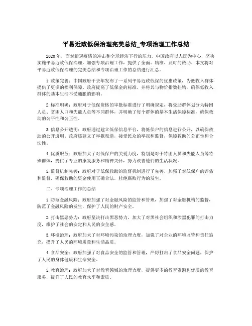 平易近政低保治理完美总结_专项治理工作总结