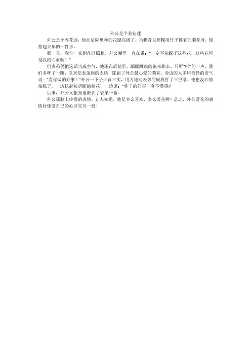 外公是个养花迷_小学作文