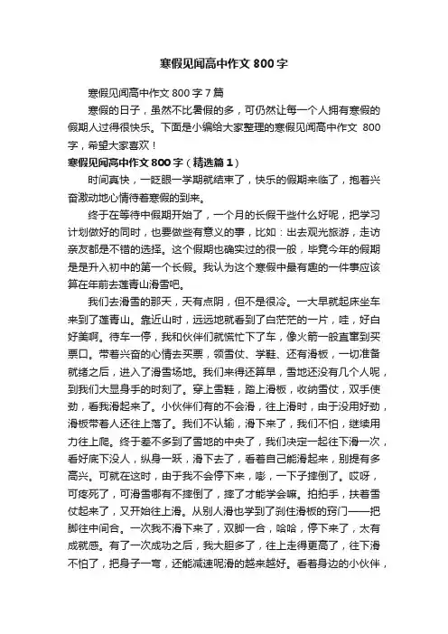 寒假见闻高中作文800字