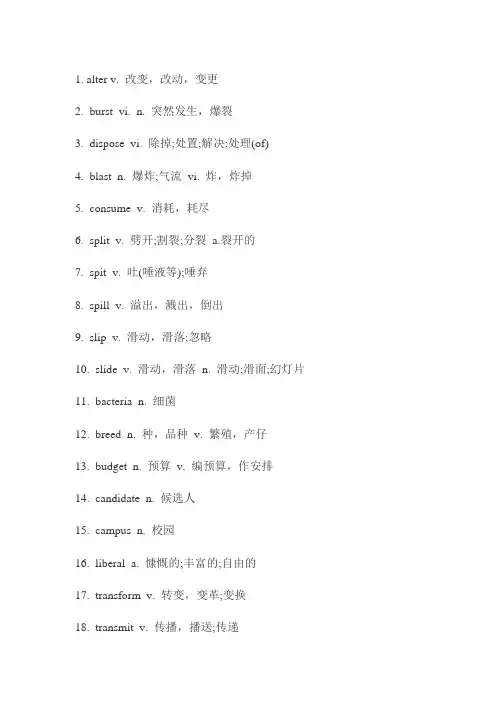六级选词填空高频词汇