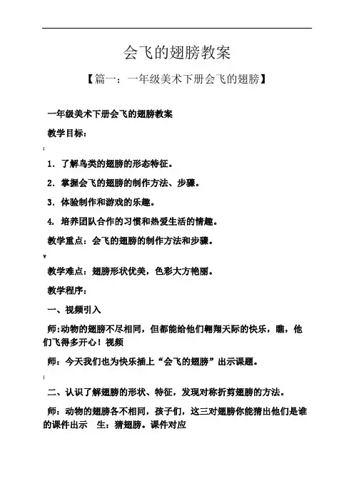 会飞的翅膀教案