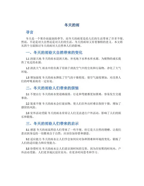 冬天的雨小学作文