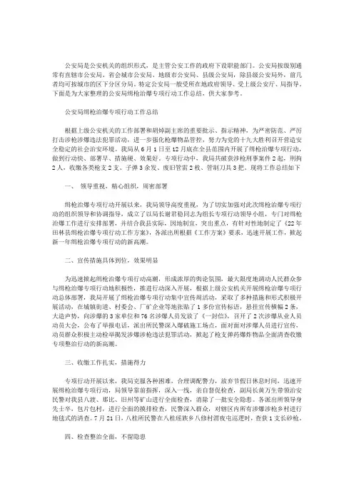 2020年公安局缉枪治爆专项行动工作总结
