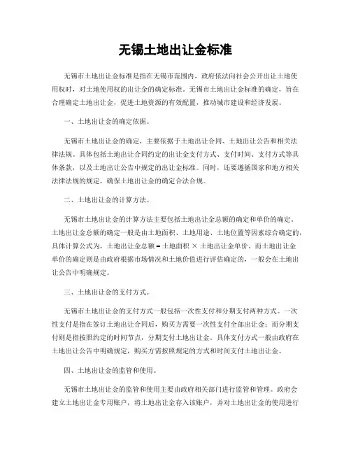 无锡土地出让金标准