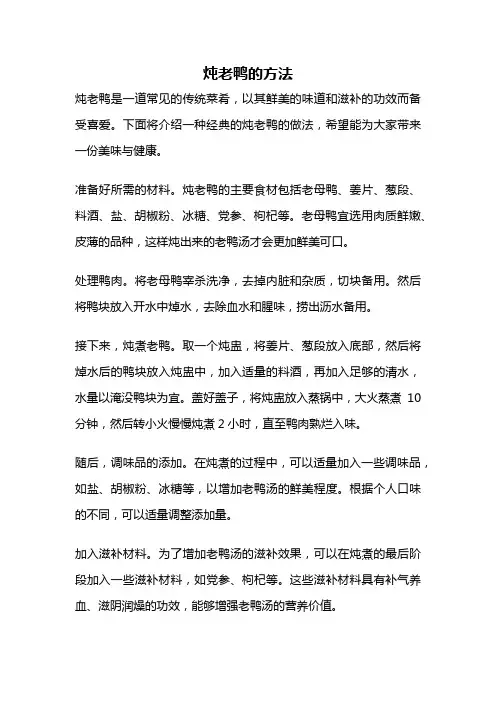 炖老鸭的方法