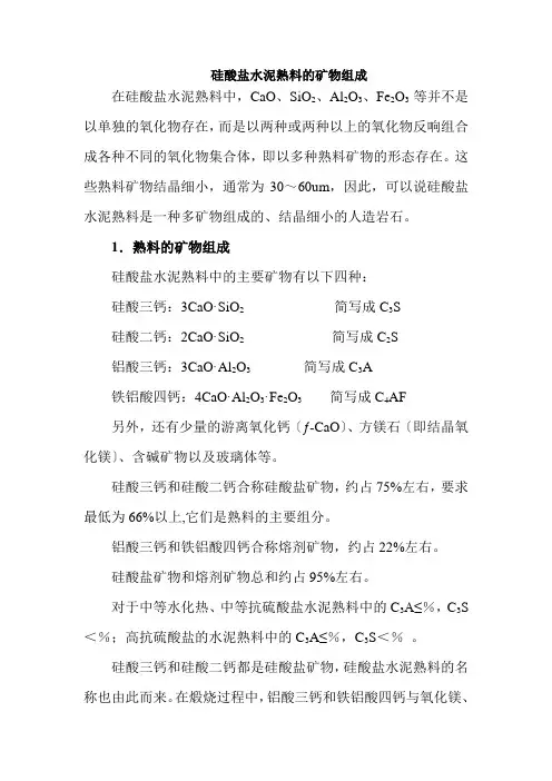 材料工程技术专业《硅酸盐水泥熟料的矿物组成》