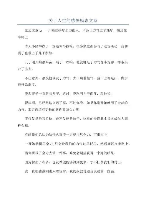 关于人生的感悟励志文章
