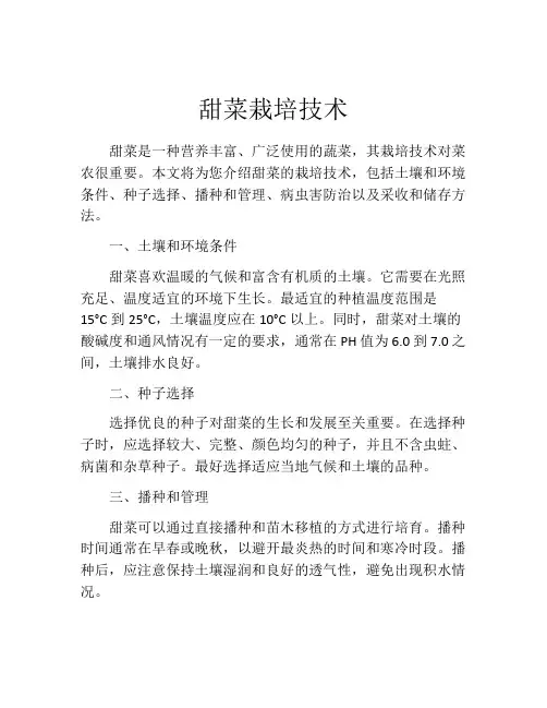 甜菜栽培技术